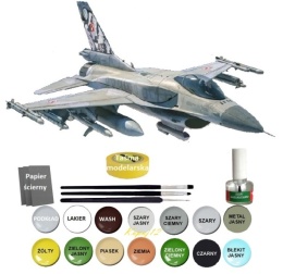 MODEL samolot do sklejania F-16C Fighting Falcon polski +klej, pędzle, farby,lakier