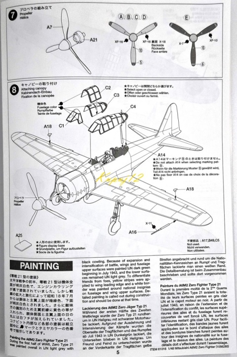MITSUBISHI A6M2 Zero Fighter (Zeke) plastikowy model do sklejania samolotu Tamiya Skala 1:48