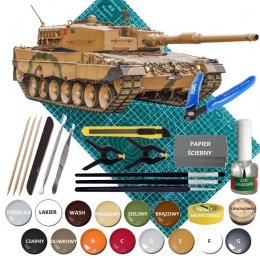 MODEL plastikowy czołg do sklejania LEOPARD 2A4 Skala 1:35 + mata A3, klej, farby, podkład, lakier...