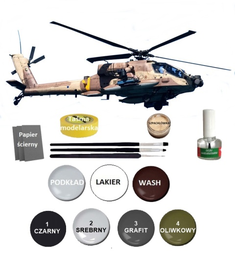 PLASTIKOWY model szturmowego śmigłowca IDF AH-64A Apache Academy Skala 1:72