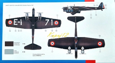 MODEL francuskiego bombowca Amiot 143 samolot do sklejania Smer skala 1:72 MODEL francuskiego bombowca Amiot 143 samolot do sklejania Smer skala 1:72