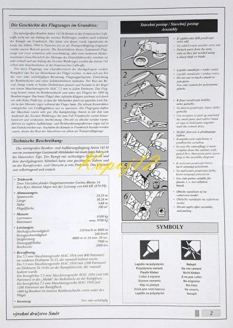MODEL francuskiego bombowca Amiot 143 samolot do sklejania Smer skala 1:72 MODEL francuskiego bombowca Amiot 143 samolot do sklejania Smer skala 1:72