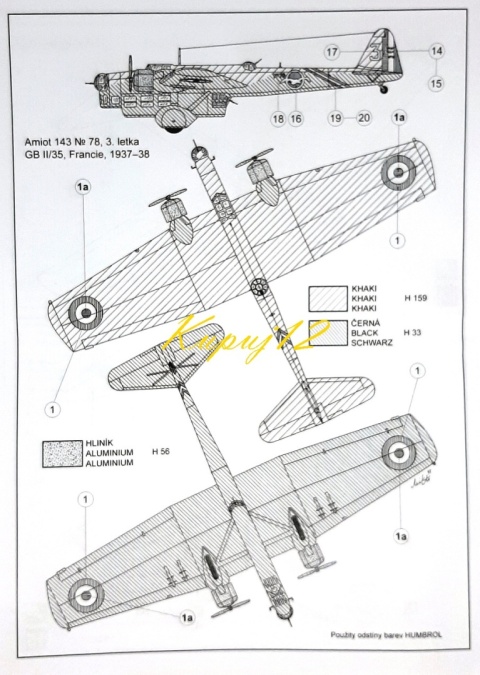 MODEL francuskiego bombowca Amiot 143 samolot do sklejania Smer skala 1:72 MODEL francuskiego bombowca Amiot 143 samolot do sklejania Smer skala 1:72