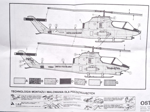 PLASTIKOWY model helikoptera Bell AH-1G Huey Cobra, Plastyk Skala 1:72_S134
