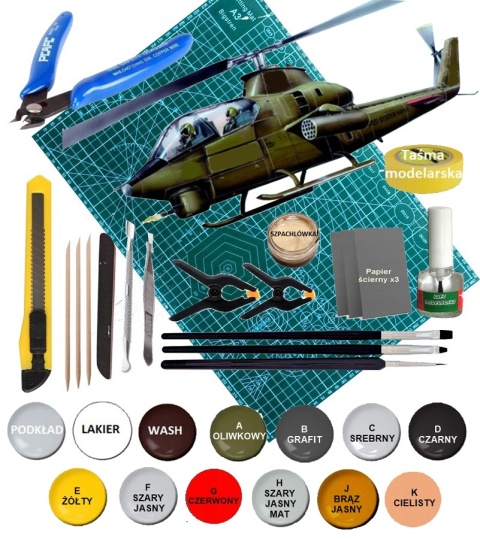 PLASTIKOWY model helikoptera Bell AH-1G Huey Cobra, Plastyk Skala 1:72_S134