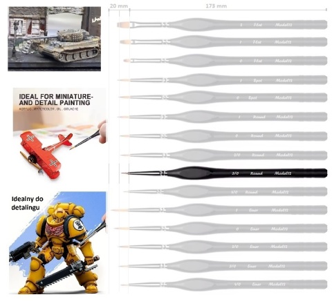 Pędzelek pędzel do malowania farbami akrylowymi, wodnymi, olejnymi syntetyczny włos, okrągły 3/0