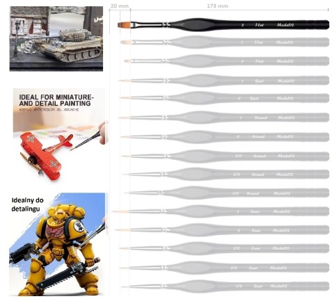 Pędzelek pędzel do malowania farbami akrylowymi, wodnymi, olejnymi syntetyczny włos, płaski nr. 2