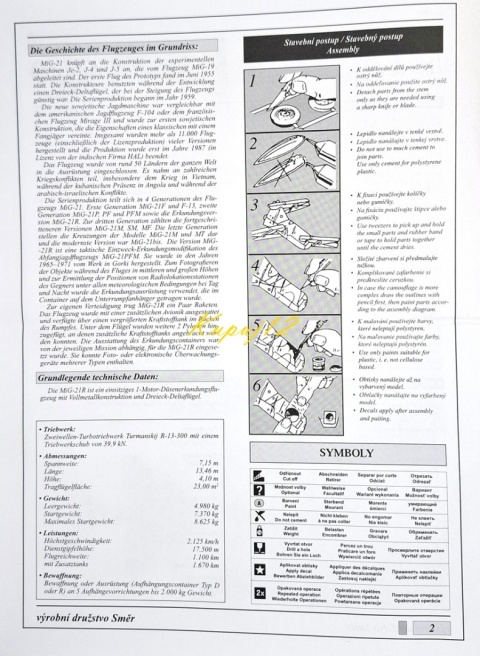 MODEL radzieckiego samolotu do sklejania Mig-21R Smer skala 1:72