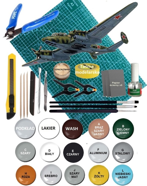 MODEL samolot do sklejania Pe-2 Finnish A.F Peshka MisterCraft skala 1:72