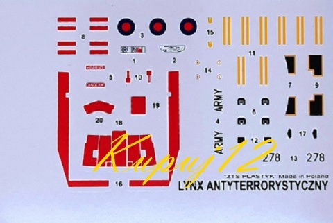 PLASTIKOWY Model HELIKOPTERA LYNX Mk.1 Antyterorystyczny Plastyk 1:72