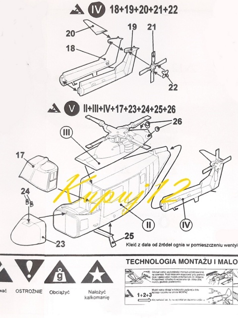 PLASTIKOWY Model HELIKOPTERA LYNX Mk.1 Antyterorystyczny Plastyk 1:72