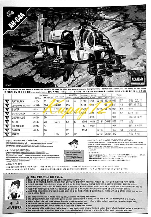 PLASTIKOWY model helikoptera do sklejania Apache AH-64A Academy Skala 1:48