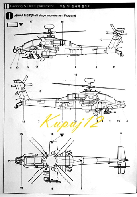 PLASTIKOWY model helikoptera do sklejania Apache AH-64A Academy Skala 1:48
