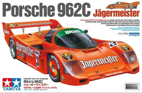 PORSCHE 962C Jagermeister plastikowy model do sklejania samochodu Tamiya skala 1:24 372 PORSCHE 962C Jagermeister plastikowy model do sklejania samochodu Tamiya skala 1:24 372