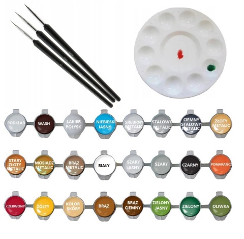 Zestaw farb do malowania figurek gier strategicznych, Super jakość + podkład, lakier..